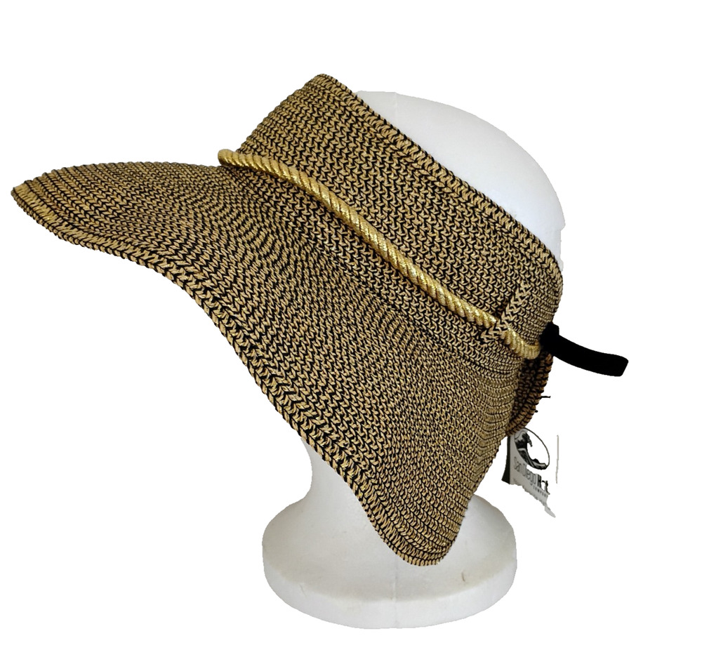 San Diego Womens 👒🌅 Hat Company Ultrabraid Brim Visor One Size Gold UPF 50+